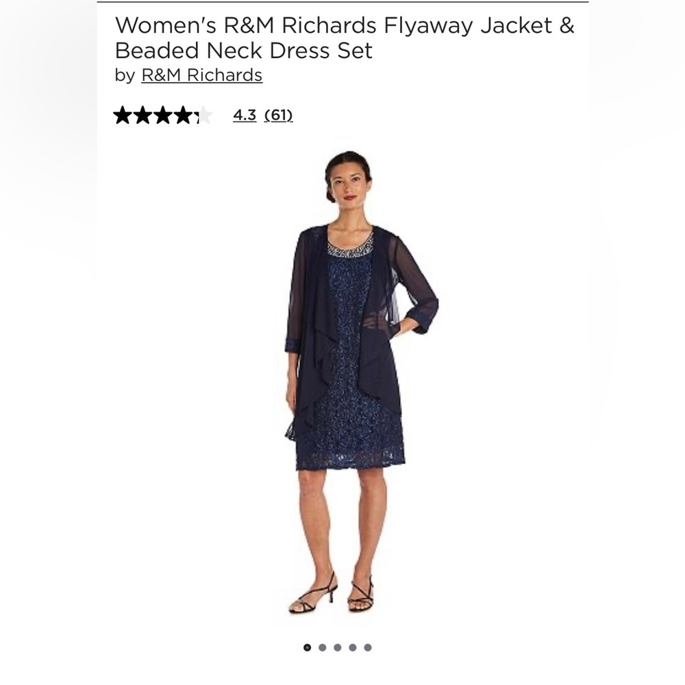 R&M Richards Flyaway Jacket and Beaded Neck Dress Set